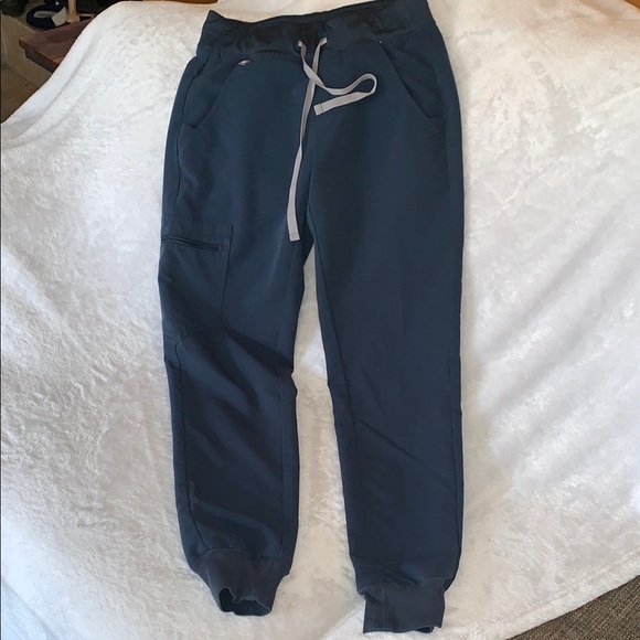 Gently Loved Blue Jogger Scrubs with Drawstring by FIGS - Picture 1 of 10